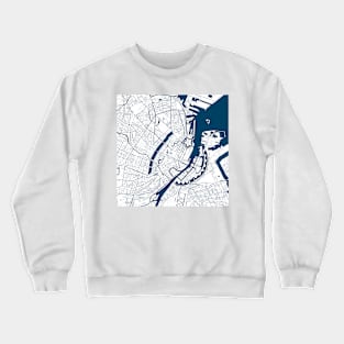 Kopie von Kopie von Kopie von Kopie von Kopie von Kopie von Kopie von Kopie von Kopie von Lisbon map city map poster - modern gift with city map in dark blue Crewneck Sweatshirt